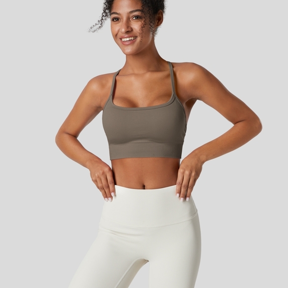 HALARA Other - 196. HALARA Fossil Brown Seamless Flow Sports Bra Crisscross Back Size Small